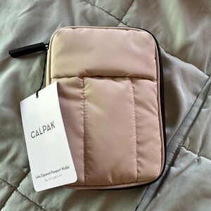 Calpak zippered passport wallet in oatmeal